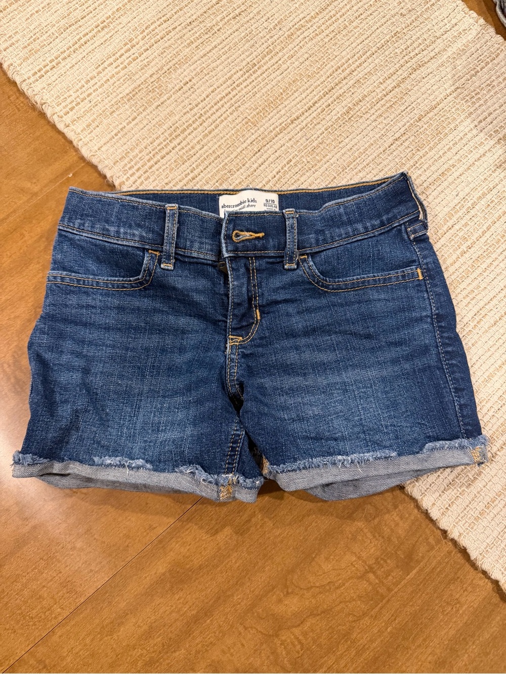 abercrombie kids Dark Blue Denim Cuffed Shorts